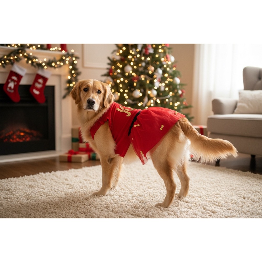NEW‎ Red Joy Sequin Size Large
Christmas Dog Dress Tutu Holiday